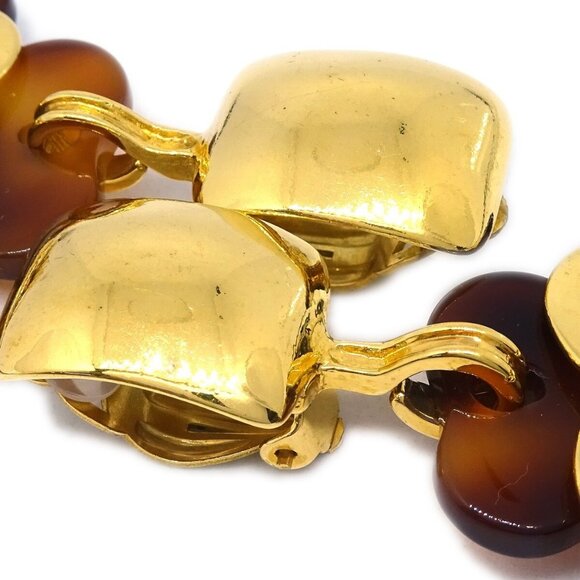 Chanel Clover Dangle Earrings Gold Clip-On 95P 182421 - Picture 2 of 4